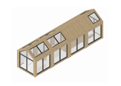 Une maison avec un toit à pignon/ Façade en bois Taille/ L