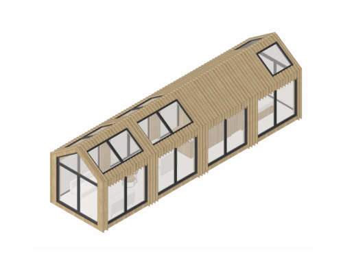 Une maison avec un toit à pignon/ Façade en bois Taille/ L