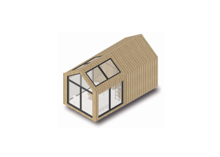 Une maison avec un toit à pignon/ Façade en bois Taille/ S